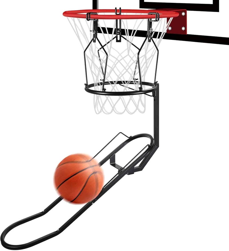GADFISH Basketball Rebounder, 180° Rotatable Basketball Return Attachment with 3 Stable Large Hooks, Heavy Duty Basket Ball Accessories Ball Return Training Aid for 18" Rim Basketball Hoop - Image 1